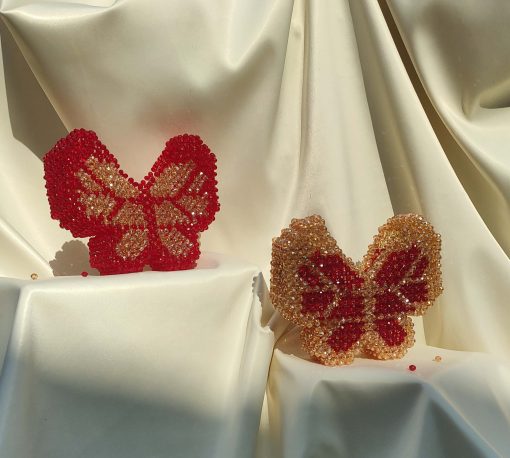 Butterfly Crystal Small gold & red (2)