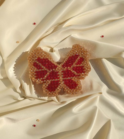 Butterfly Crystal Small gold & red (5)
